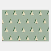 ミニマルな休日クリスマスツリー緑の赤いクリーム ラッピングペーパーシート (正面)