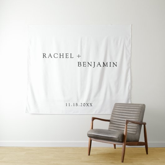 ミニマルな伝統的なシンプルなブラックアンドホワイトの結婚式 タペストリー (インサイチュ(横))
