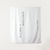 ミニマルな伝統的なシンプルなブラックアンドホワイトの結婚式 タペストリー (正面)