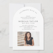 ミニマルな優雅さ エレガンス アーチ フォト 卒業式 招待状 (裏面)