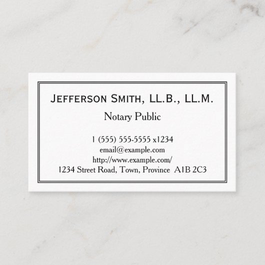 ミニマルな公証人の名刺 名刺 (正面)