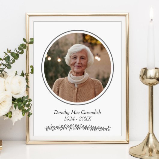 ミニマルな円形写真追悼式葬儀 ポスター