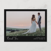 ミニマルな写真とカリグラフィーの結婚式お礼カード ポストカード (正面)