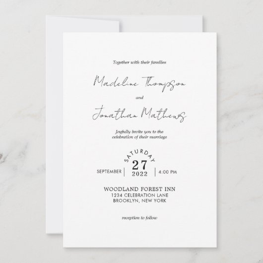 ミニマルな写真と予算で叶える結婚式のQRコード招待状 招待状 (正面)