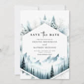 ミニマルな写真なしの山のウェディング セーブザデート (正面)