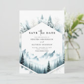 ミニマルな写真なしの山のウェディング セーブザデート (スタンド正面)