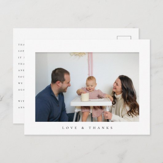 ミニマルな写真の感謝を伝える誕生日カードはがき ポストカード (正面/裏面)