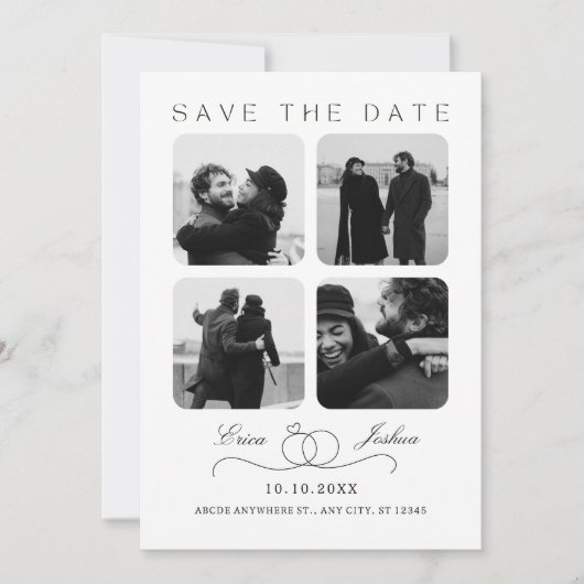 ミニマルな写真の結婚式の瞬間 セーブザデート (正面)