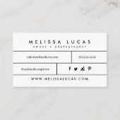 ミニマルな写真撮影の名刺 名刺 (裏面)