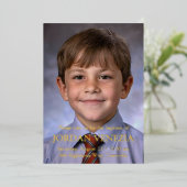 ミニマルな写真洗礼 箔招待状 (立ち正面)