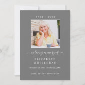 ミニマルな写真葬儀祈祷灰色カード 招待状 (正面)