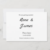 ミニマルな写真 白 黒 クラシック エレガント セーブザ 招待状 (裏面)