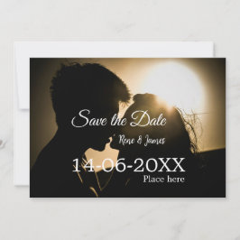 ミニマルな写真 白 黒 クラシック エレガント セーブザ 招待状