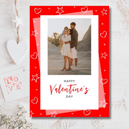 ミニマルな写真 赤いバレンタインデー シーズンカード