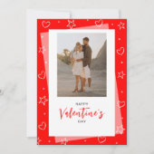 ミニマルな写真 赤いバレンタインデー シーズンカード (正面)