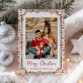 ミニマルな冬の実のメリークリスマス 1枚の写真 シーズンカード
