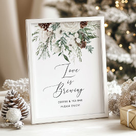 ミニマルな冬の常緑樹Love is brewing ポスター