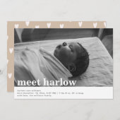 ミニマルな出生発表 | 出生発表 招待状 (正面/裏面)