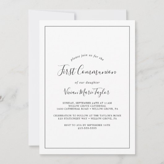 ミニマルな初めての聖体拝領 招待状 (正面)