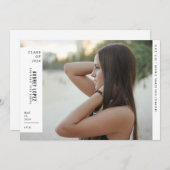 ミニマルな前衛的な写真卒業 招待状 (正面/裏面)
