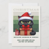 ミニマルな北欧風の面白い猫のレトロクリスマス写真 シーズンカード (正面)