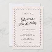 ミニマルな半袖50歳の誕生日パーティー 招待状 (正面)