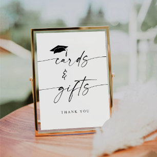 ミニマルな卒業カードとギフト 台座サイン