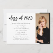 ミニマルな卒業写真のお知らせ 招待状 (正面)