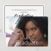 ミニマルな卒業生向けフルフォト発表 招待状 (正面/裏面)