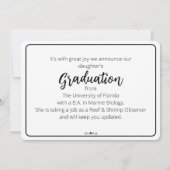 ミニマルな卒業生 フルフォト発表 招待状 (裏面)