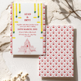 ミニマルな南インドのウェディング 招待状