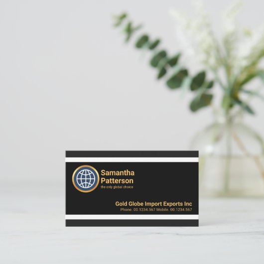 ミニマルな印象的なホワイトラインのインポートのエクスポート 名刺 (スタンド正面)