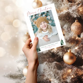 ミニマルな可愛いピンクの木クリスマスフォト シーズンカード