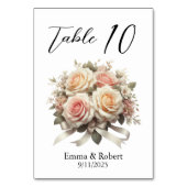 ミニマルな台本バラ結婚のシーティングプラン テーブルナンバー (裏面)