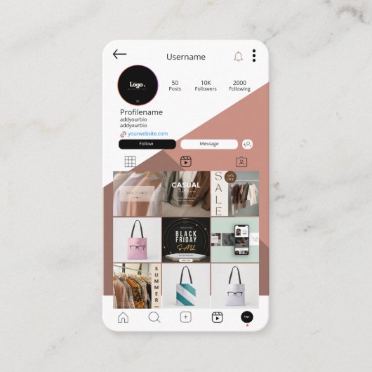 ミニマルな名刺カスタムロゴQRコード 名刺 (正面)