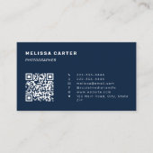 ミニマルな名刺 | QRコードとロゴ |青 名刺 (正面)