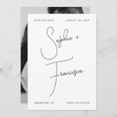 ミニマルな名前を付けるビッグScript新婦結婚と新郎 セーブザデート (正面/裏面)