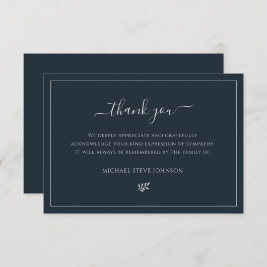 ミニマルな哀悼悔やみや弔慰葬儀 サンキューカード (正面/裏面)
