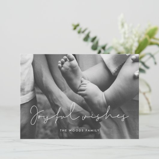 ミニマルな喜びの願いをオーバーレイ写真 シーズンカード (スタンド正面)