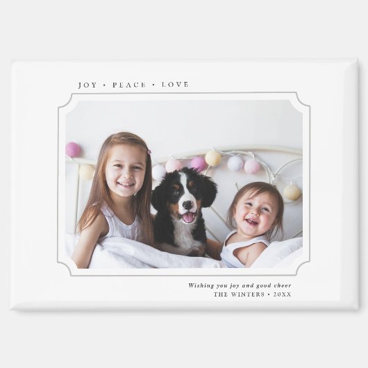 ミニマルな喜び平和の愛クリスマス写真 マグネット (正面)