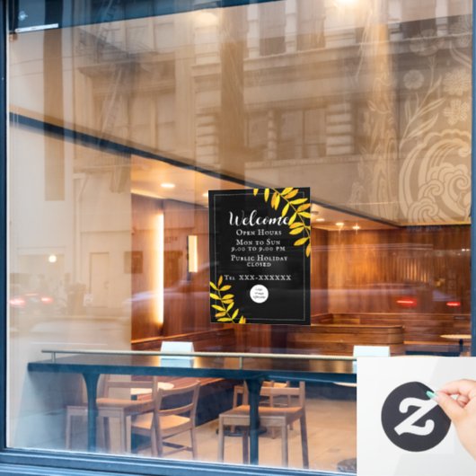 ミニマルな営業時間 ウィンドウサイン (カフェ窓)