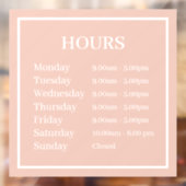 ミニマルな営業時間 ピンクの窓用シール ウィンドウサイン (シート2)
