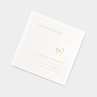 ミニマルな地形 ハート ウェディング アニバーサリー 箔ナプキン