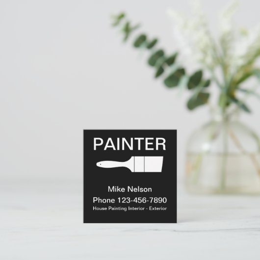 ミニマルな塗装業者のデザイン スクエア名刺 (スタンド正面)