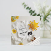 ミニマルな夏の妊娠発表 招待状 (スタンド正面)