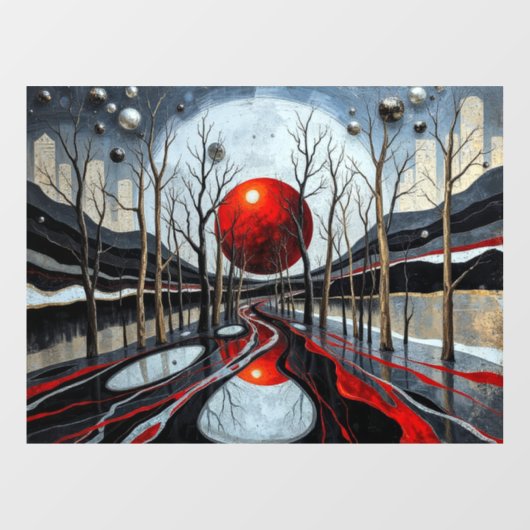 ミニマルな夕日の風景アート ウィンドウサイン (シート)