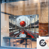 ミニマルな夕日の風景アート ウィンドウサイン (カフェ窓)