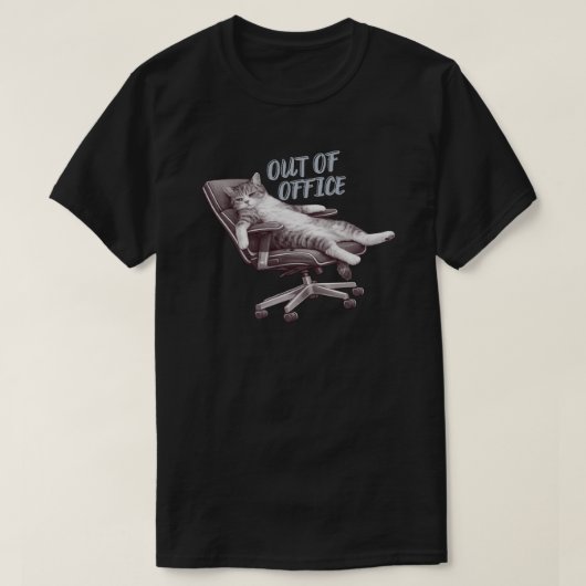 ミニマルな外出不在猫デザイン Tシャツ (デザイン正面)