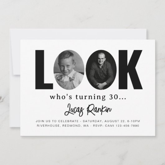 ミニマルな大人誕生日招待状 | 大人のパーティー 招待状 (正面)