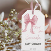 ミニマルな女の子はピンクの赤ちゃんシャワーを弓ありがとう ギフトタグ